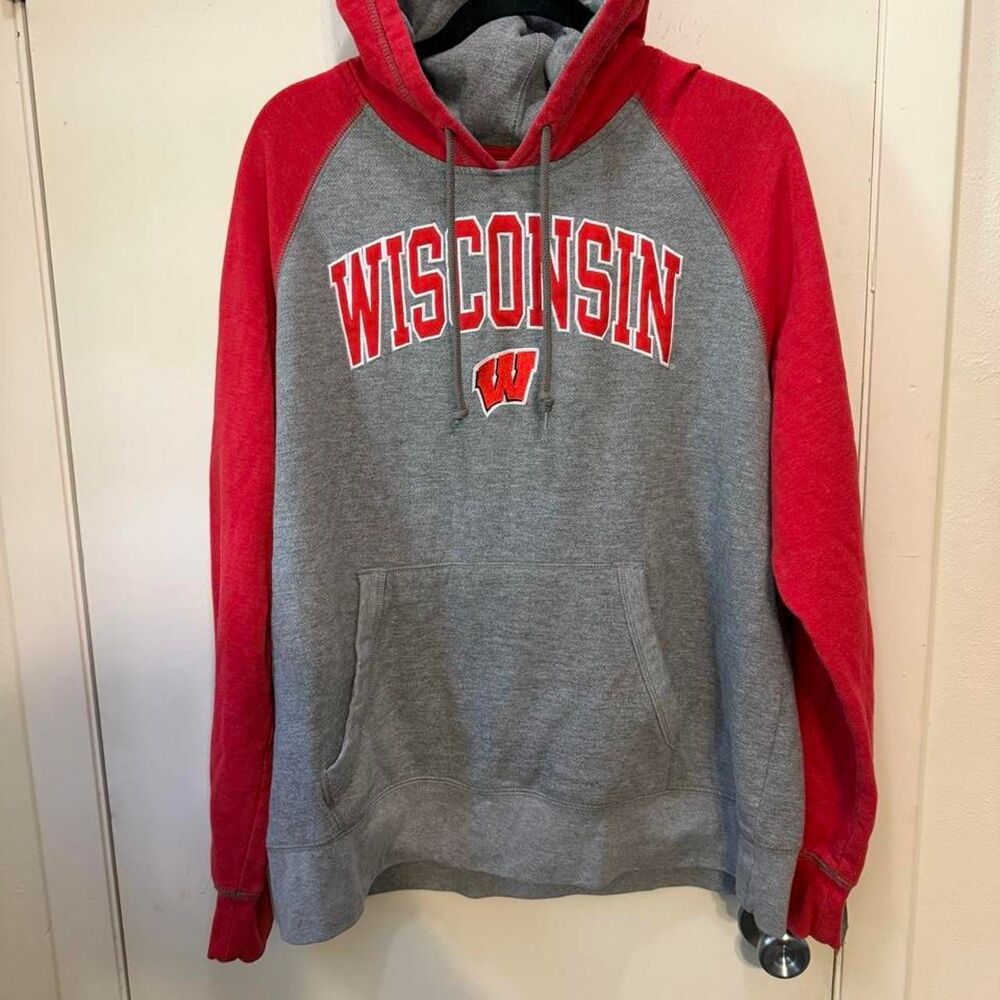 Champion Men's Grey and Red Hoodie